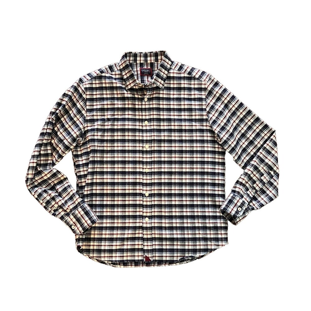 UNTUCKit Flannel Shirt Men's M Blue Red Plaid Cotton LS Kaesler Reg Fit  40715